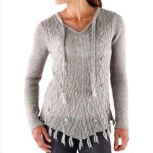 Prana Shelby Poncho Pullover Open Cable Knit Sweater
